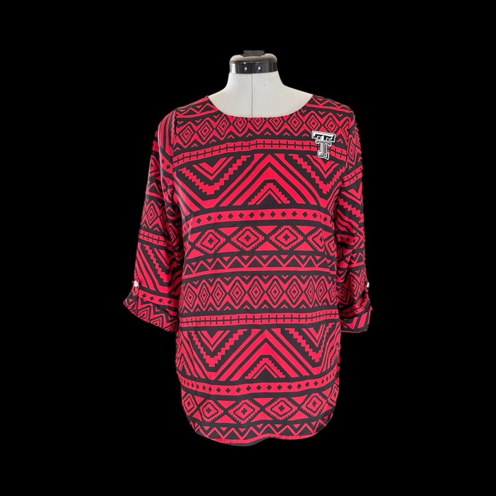 Texas Tech Tribal Print Red and Black Women's Top